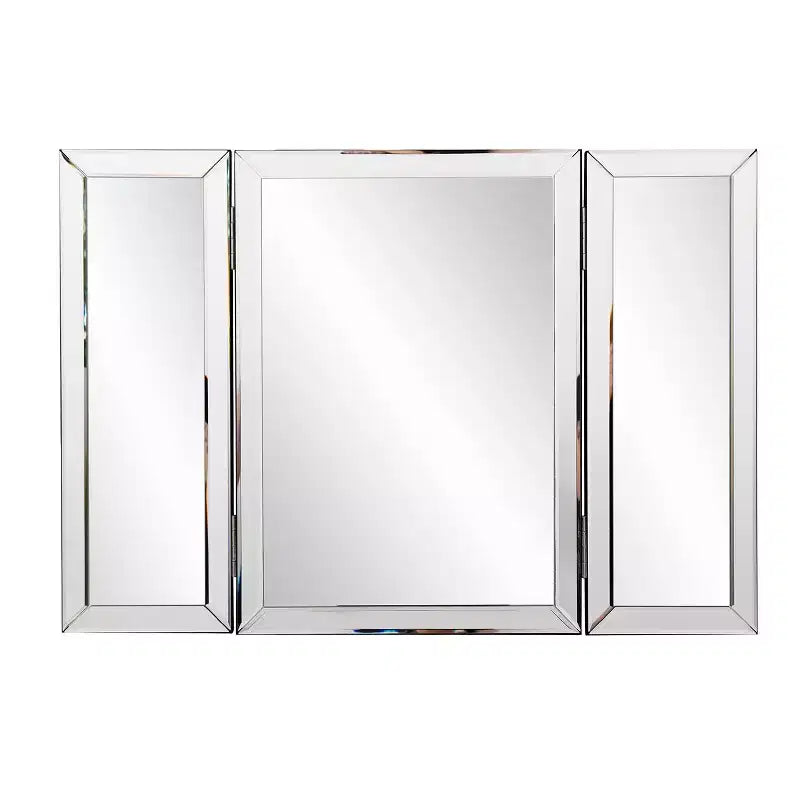 Rectangle Vanity Bathroom Mirror, Freestanding, Clear Glass with Mirrored Border, No Assembly Required