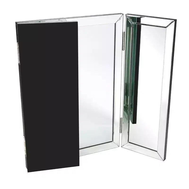 Rectangle Vanity Bathroom Mirror, Freestanding, Clear Glass with Mirrored Border, No Assembly Required