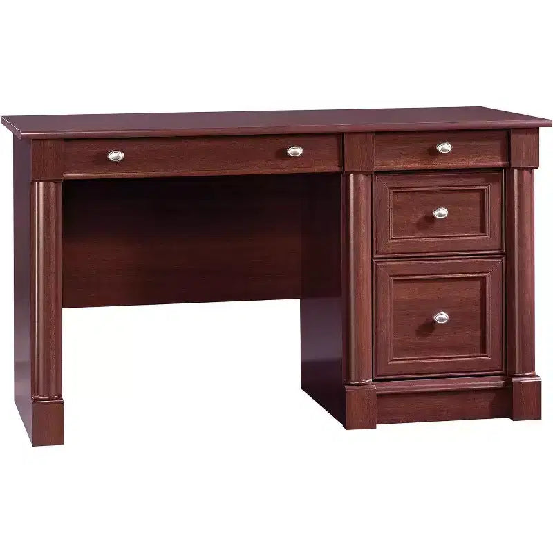 Executive Desk, Brown, 23.5"D x 53.12"W x 30"H, Flip-Down Panel, File Storage, 144 lbs