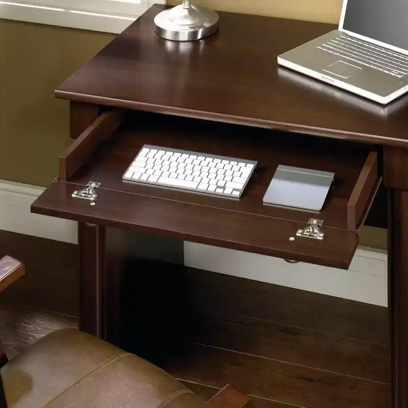 Executive Desk, Brown, 23.5"D x 53.12"W x 30"H, Flip-Down Panel, File Storage, 144 lbs
