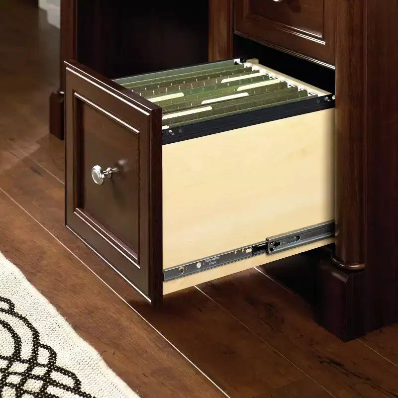 Executive Desk, Brown, 23.5"D x 53.12"W x 30"H, Flip-Down Panel, File Storage, 144 lbs