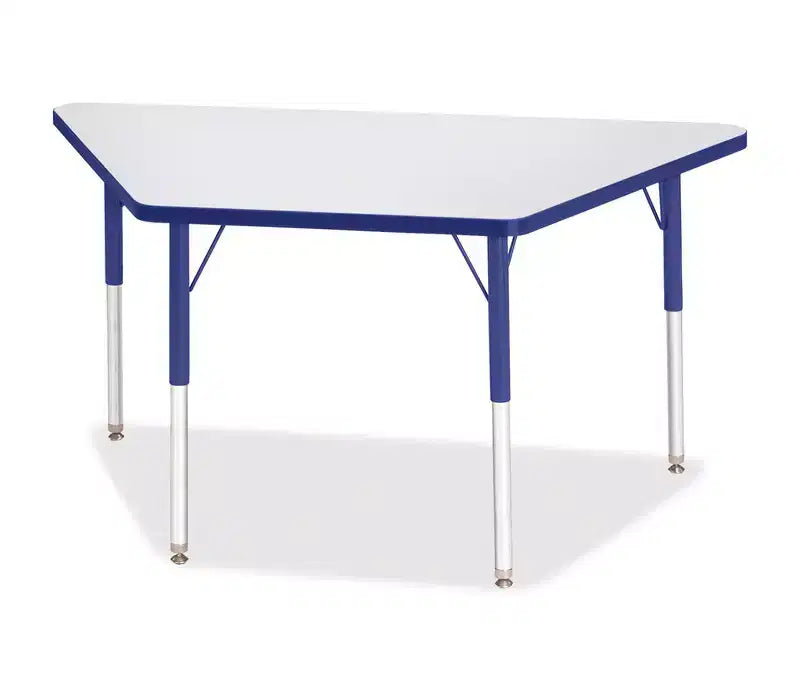Jonti-Craft Berries Adult-Size Gray Laminate Trapezoid Table (24 x 48) in Blue