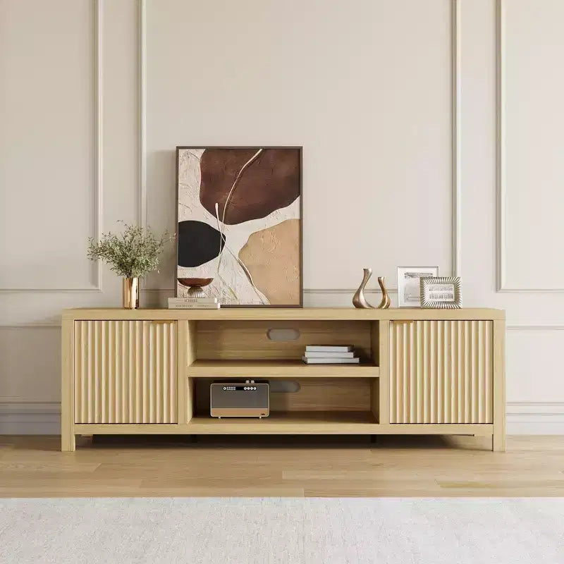 70 Inch TV Stand Entertainment Center – Fluted Doors, Gold Handles, 3 Colors
