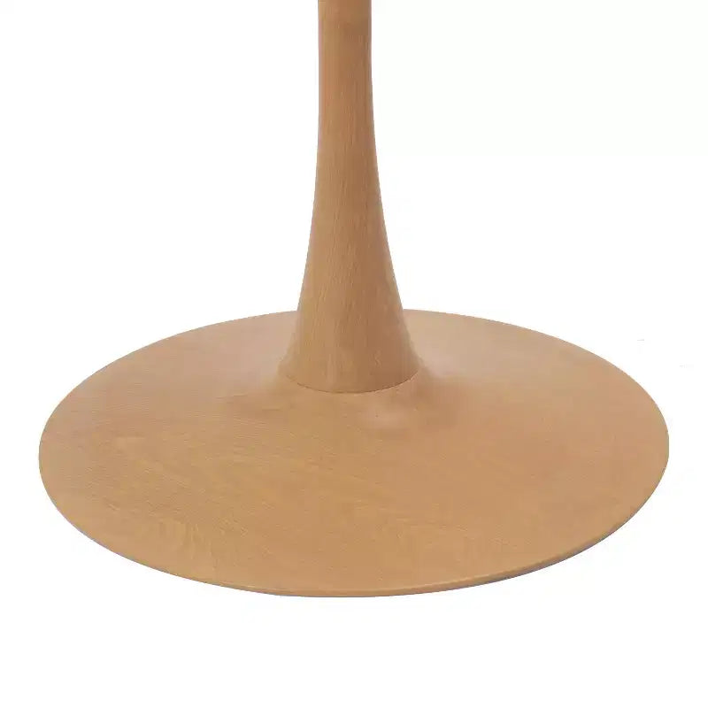 35" Modern Round Dining Table, Durable MDF Top, Wood-Transfer Natural Steel Base