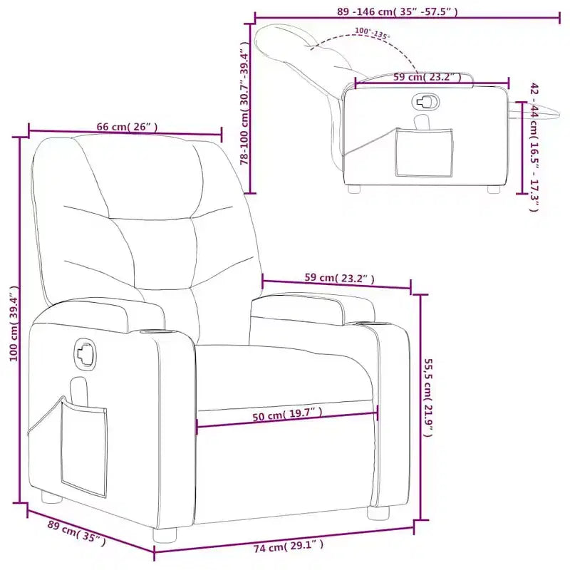 Dark Gray Fabric Recliner Chair, 6-Point Vibration Massage, Adjustable Backrest & Footrest
