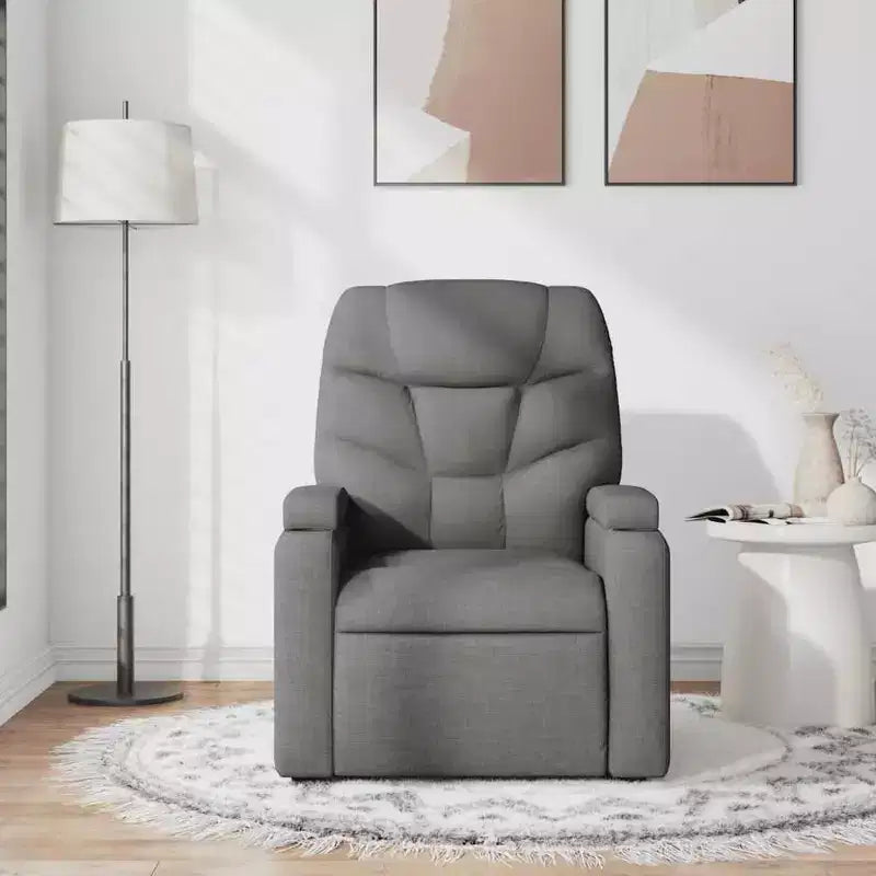 Dark Gray Fabric Recliner Chair, 6-Point Vibration Massage, Adjustable Backrest & Footrest