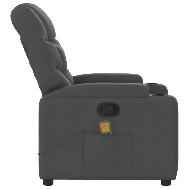 Dark Gray Fabric Recliner Chair, 6-Point Vibration Massage, Adjustable Backrest & Footrest