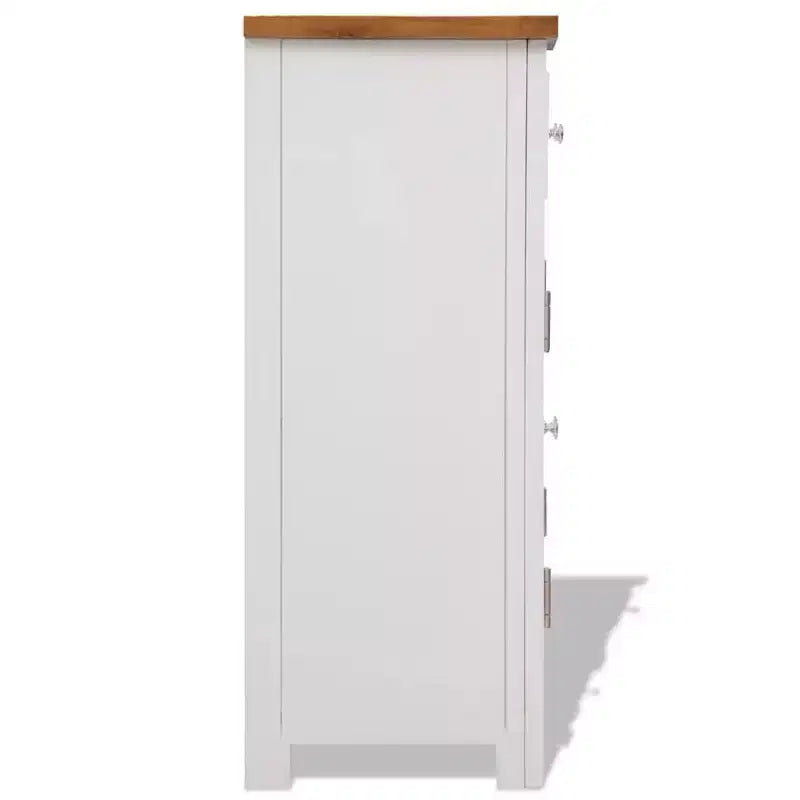 Solid Oak Wood Sideboard, 35.4"W x 13.2"D x 32.7"H, 2 Drawers and Cabinet, White