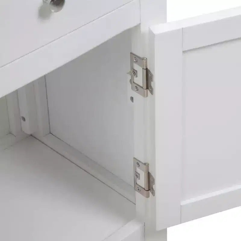 Solid Oak Wood Sideboard, 35.4"W x 13.2"D x 32.7"H, 2 Drawers and Cabinet, White
