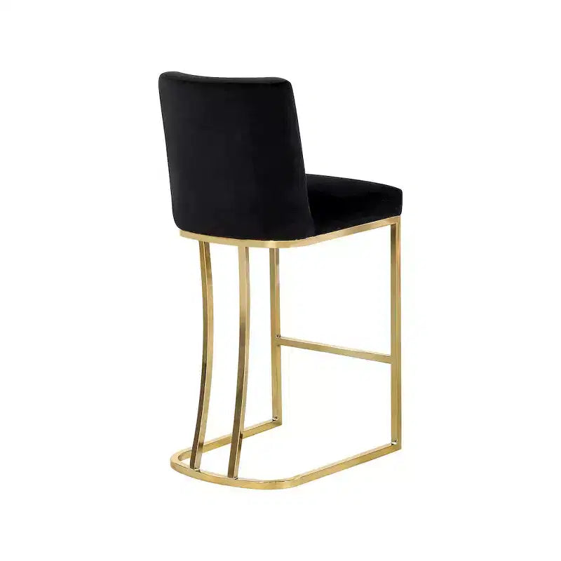 Black Velvet Stool with Gold Metal Base