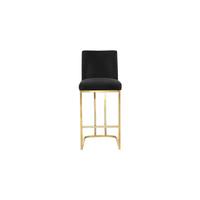 Black Velvet Stool with Gold Metal Base
