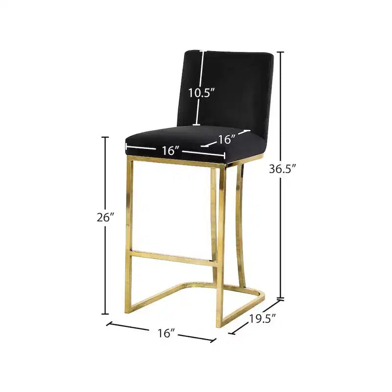 Black Velvet Stool with Gold Metal Base