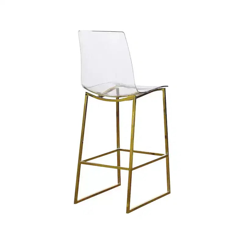 Gold Metal and Acrylic Counter Stool, Polycarbonate Seat, Counter Height