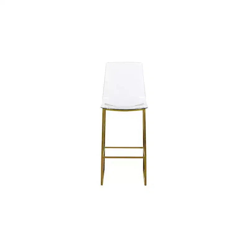 Gold Metal and Acrylic Counter Stool, Polycarbonate Seat, Counter Height