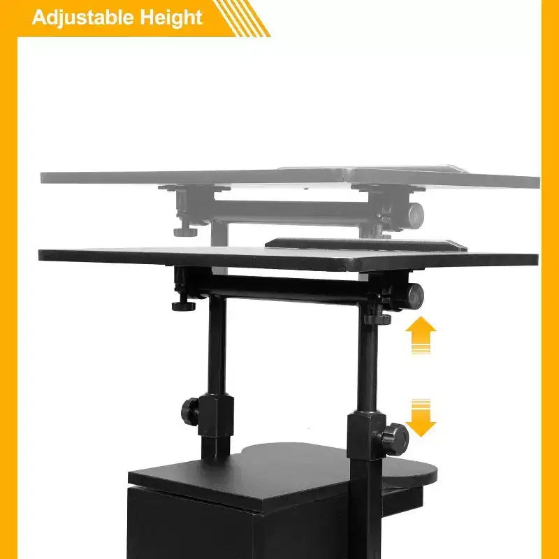 Portable Presentation Podium Stand, Height Adjustable, Lecture/Laptop Desk with Edge Stopper, Black