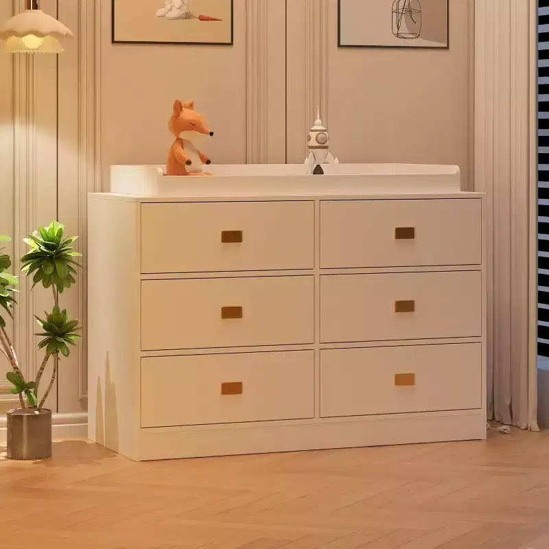 6-Drawer Dresser with Removable Changing Table Top for Nursery, White