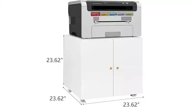 Metal Printer Stand with Storage, Mobile Rolling File Cabinet with Doors and Adjustable Shelf