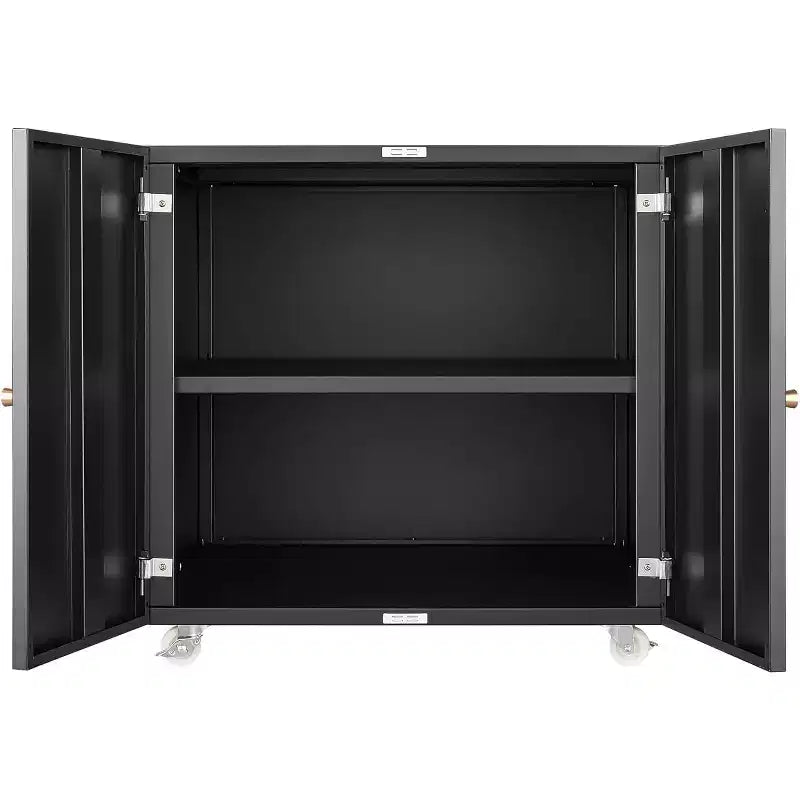 Metal Printer Stand with Storage, Mobile Rolling File Cabinet with Doors and Adjustable Shelf