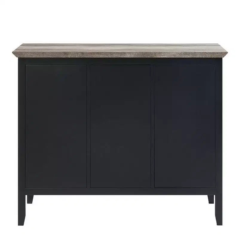 47" Sideboard Buffet with 3 Drawers, Antique Oak Brown and Black, MDF and Metal