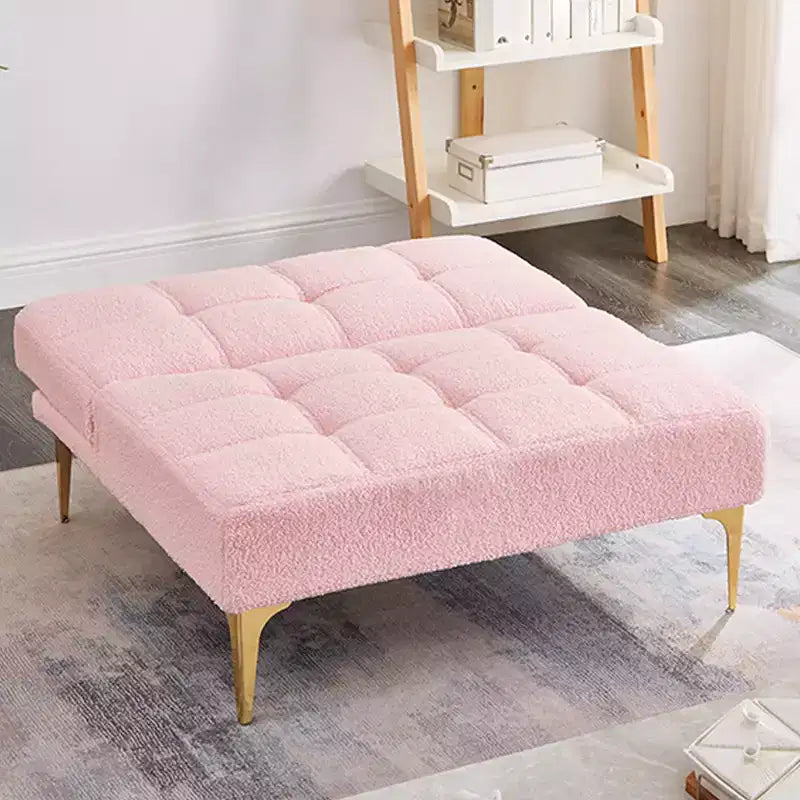 Convertible Futon Sofa Bed with Adjustable Backrest, Teddy Fabric Upholstery and Metal Legs