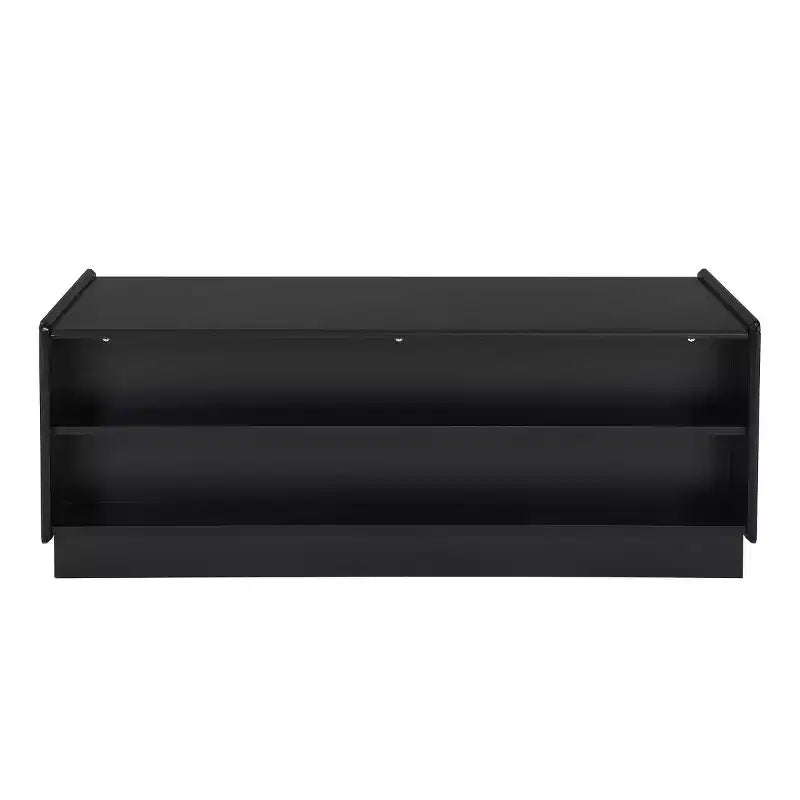 47.2" Modern Rectangle Coffee Table with 4 Drawers, 2 Display Shelves and Tempered Glass Top