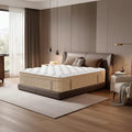 Whisen 14 Queen Hybrid Mattress, Memory Foam Mattress, Pocket Innerspring, Fiberglass-Free - Beige & White