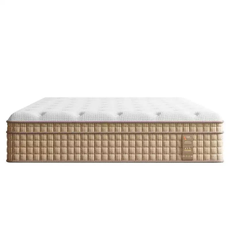 14" Queen Hybrid Mattress – Memory Foam, Pocket Innerspring, Fiberglass-Free, Beige & White