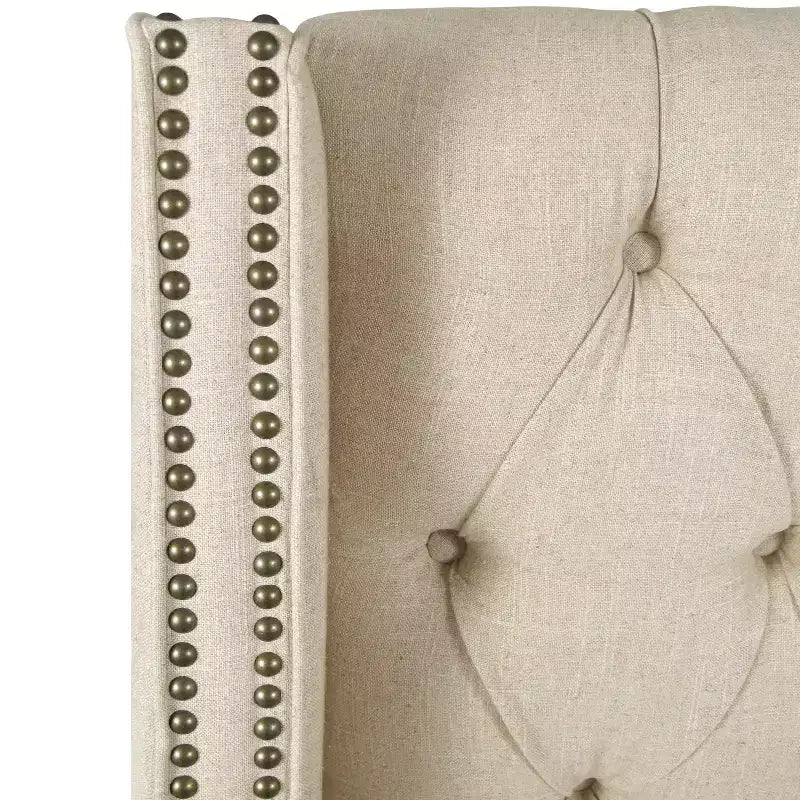 Diamond Tufted Nail Button Wingback Headboard