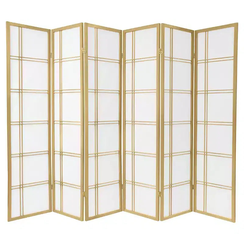 6 ft. Tall Double Cross Shoji Screen – 6 Panels