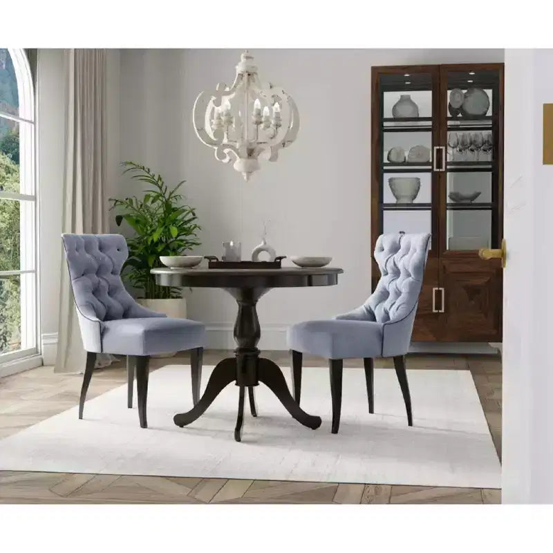 36 Inch Round Pedestal Dining Table – Lathe-Turned Base, Espresso or Black