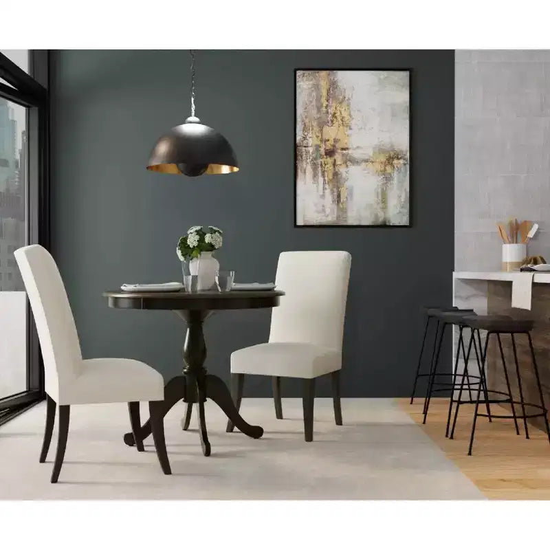 36 Inch Round Pedestal Dining Table – Lathe-Turned Base, Espresso or Black