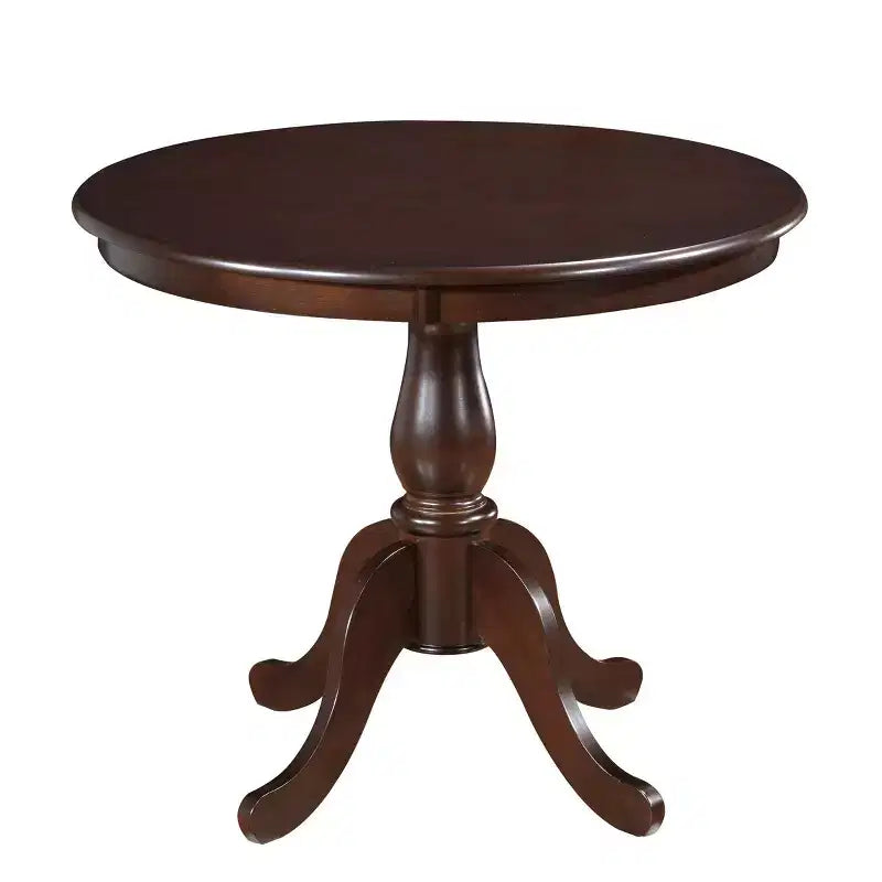 36 Inch Round Pedestal Dining Table – Lathe-Turned Base, Espresso or Black