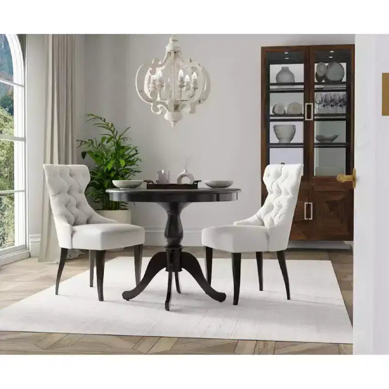 36 Inch Round Pedestal Dining Table – Lathe-Turned Base, Espresso or Black
