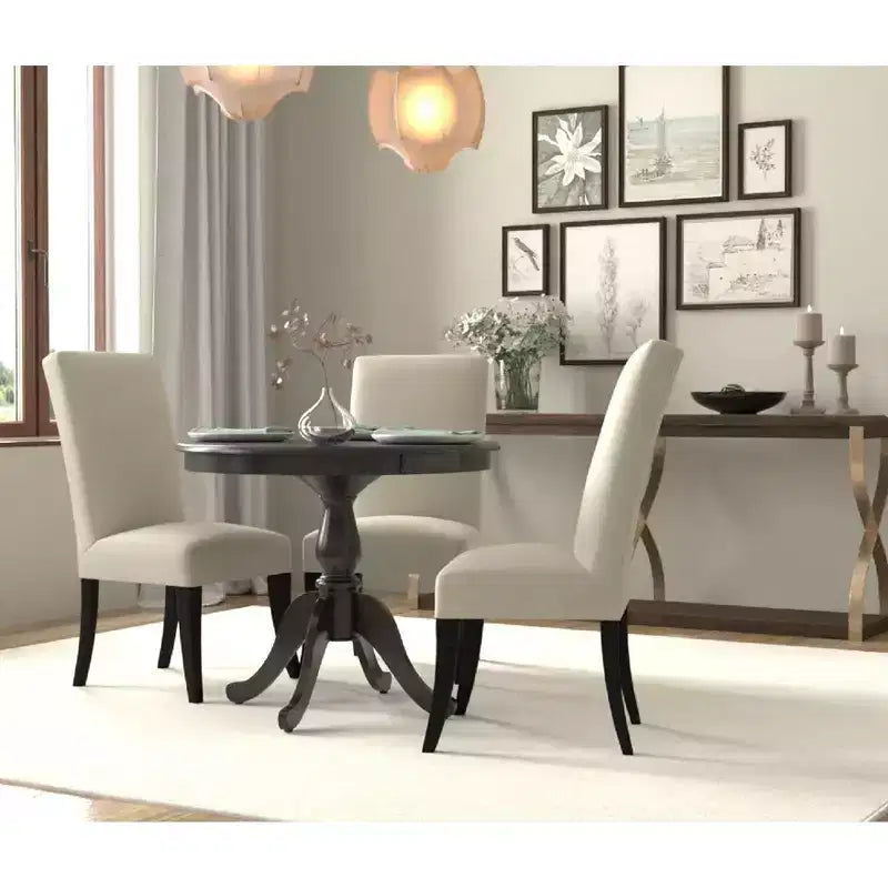 36 Inch Round Pedestal Dining Table – Lathe-Turned Base, Espresso or Black