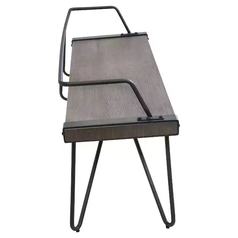 Industrial Bench, Antique Metal Frame, Rectangle, Seats 2, No Upholstery