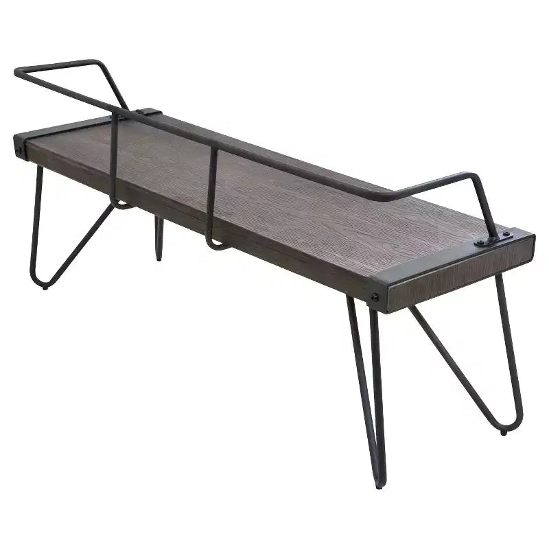 Industrial Bench, Antique Metal Frame, Rectangle, Seats 2, No Upholstery