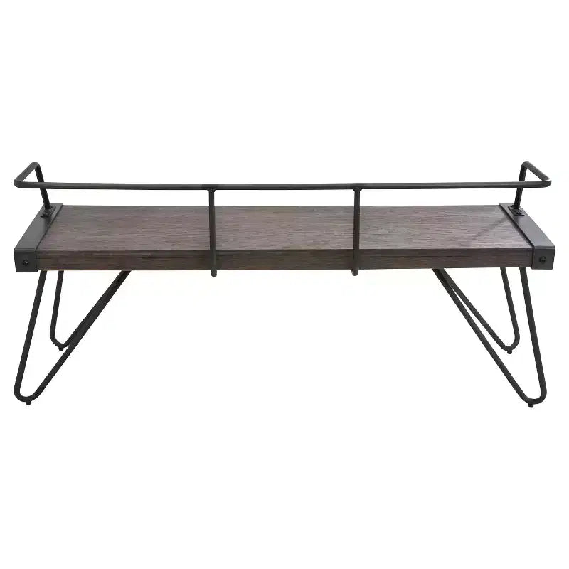 Industrial Bench, Antique Metal Frame, Rectangle, Seats 2, No Upholstery