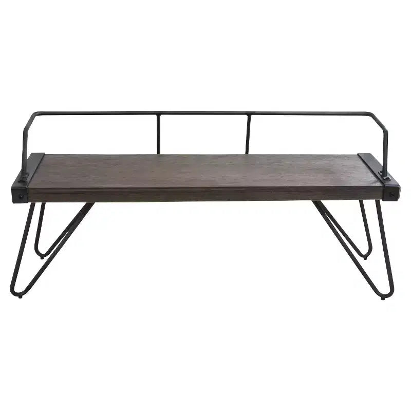 Industrial Bench, Antique Metal Frame, Rectangle, Seats 2, No Upholstery