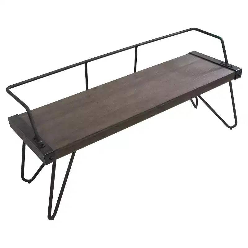 Industrial Bench, Antique Metal Frame, Rectangle, Seats 2, No Upholstery