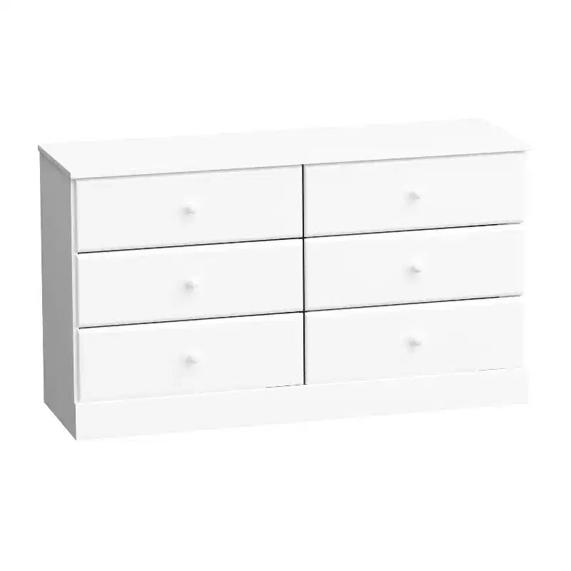 6-Drawer Double Dresser for Bedroom, Wide Chest of Drawers, White, 26.85" Height