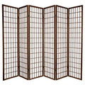 Oriental Furniture 6 ft. Tall Window Pane Shoji Screen - Walnut (6 Panels): Folding Privacy Partition