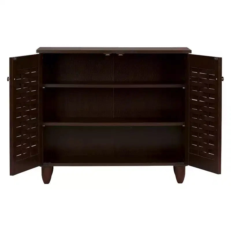 2-Door Wooden Entryway Shoe Storage Cabinet, Engineered Wood, 26.33"H x 29.95"W x 13.1"D