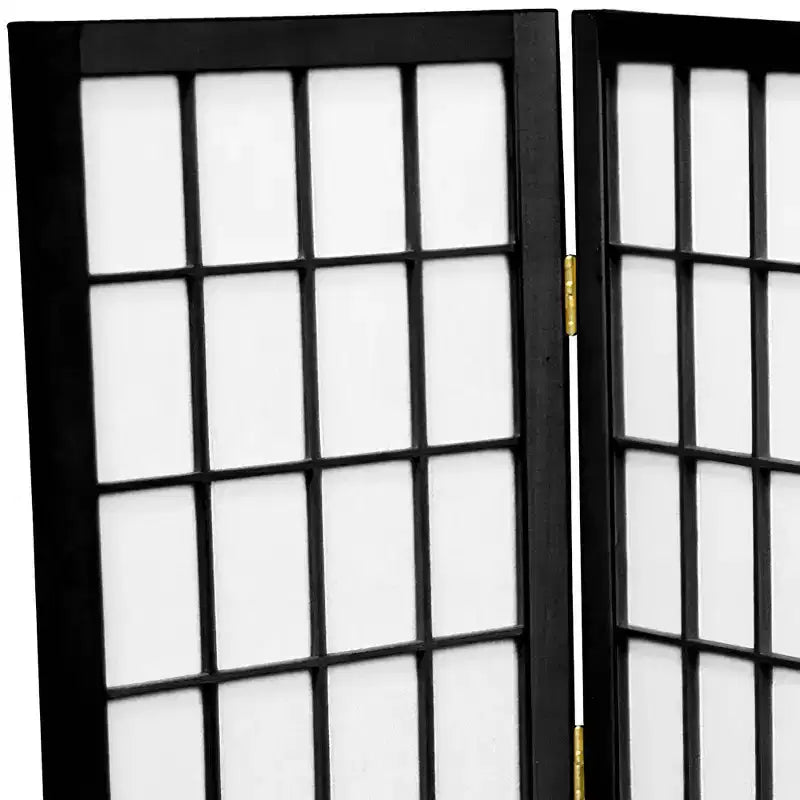 Desktop Shoji Screen, Black, 6 Panels, 2 ft. Tall