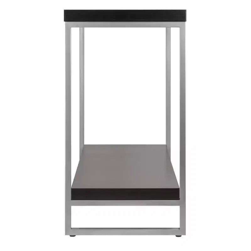 Console Table, Enamel Steel Tube Frame, Dark Espresso, Entryway Accent with Bottom Shelf Storage
