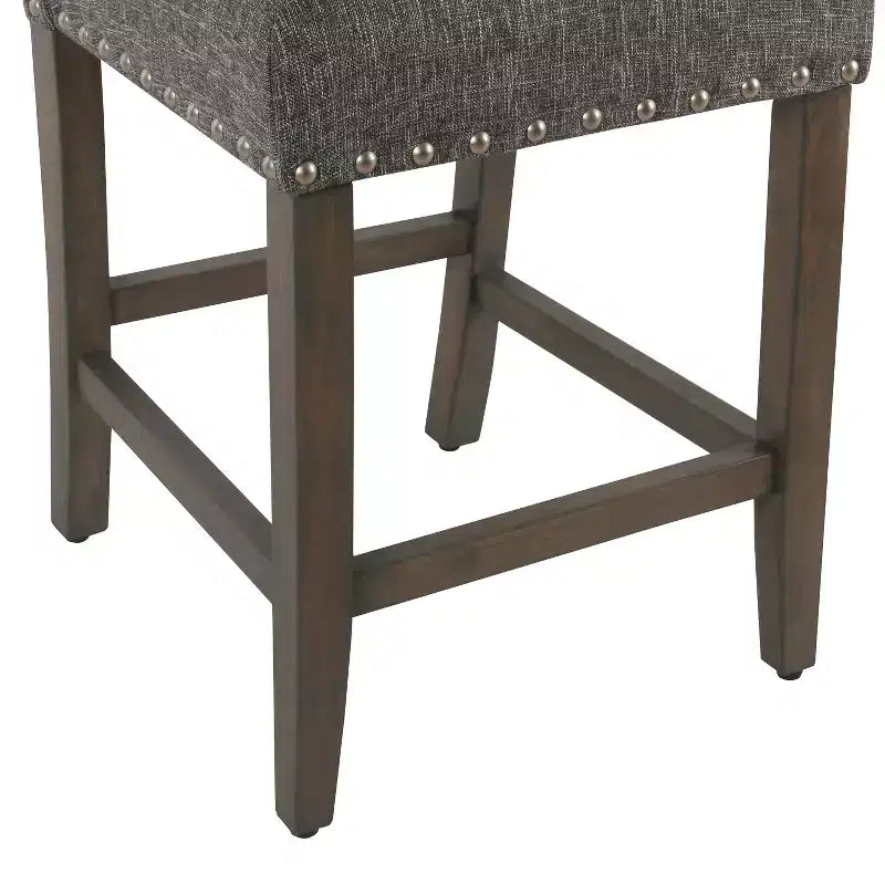 24" Upholstered Counter Height Barstool with Nailhead Trim