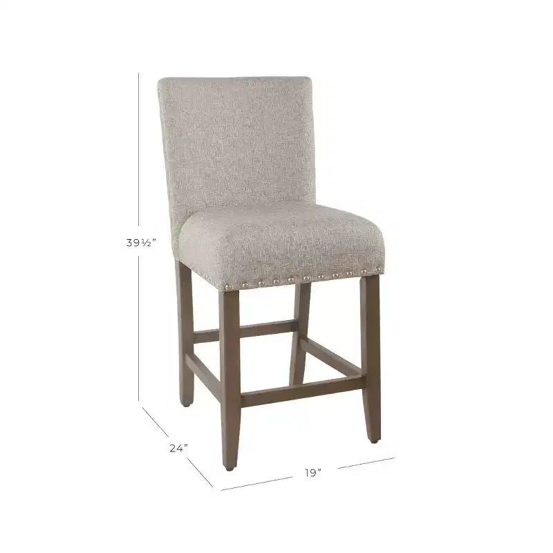 24" Upholstered Counter Height Barstool with Nailhead Trim