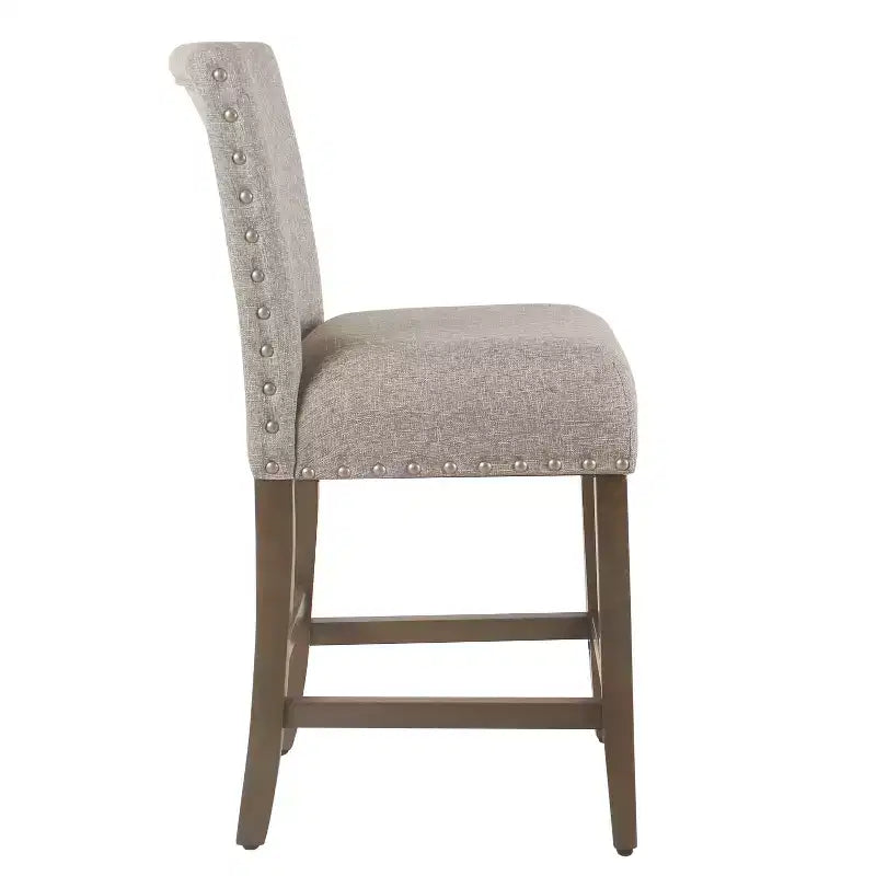 24" Upholstered Counter Height Barstool with Nailhead Trim