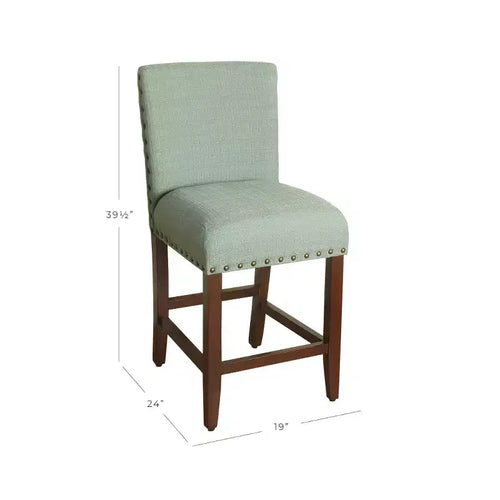 24" Upholstered Counter Height Barstool with Nailhead Trim