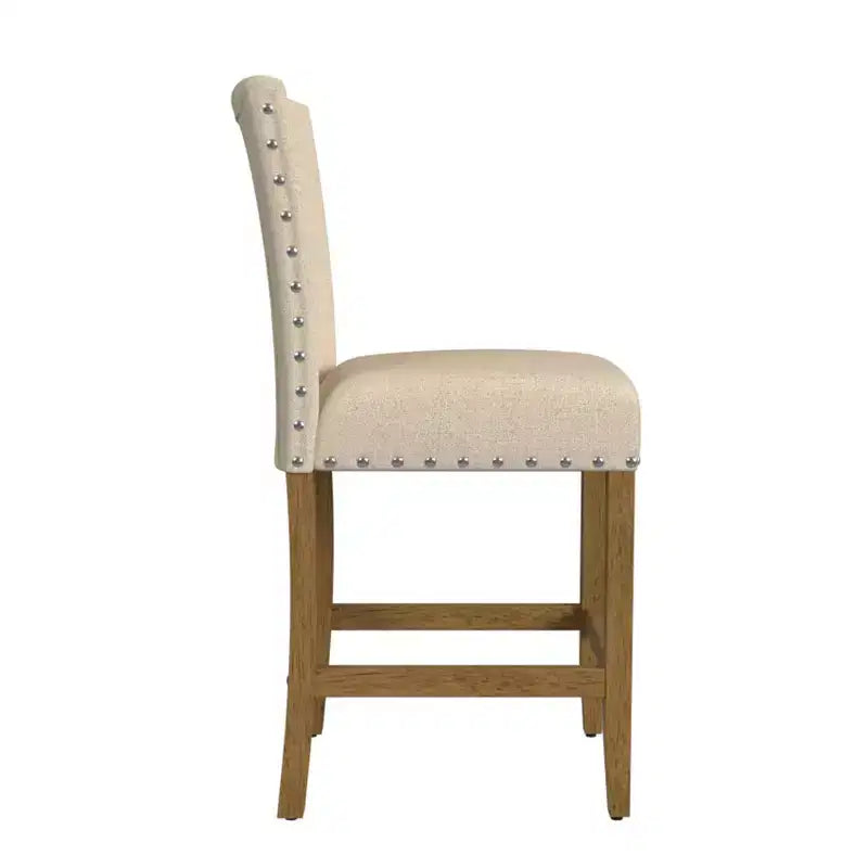 24" Upholstered Counter Height Barstool with Nailhead Trim