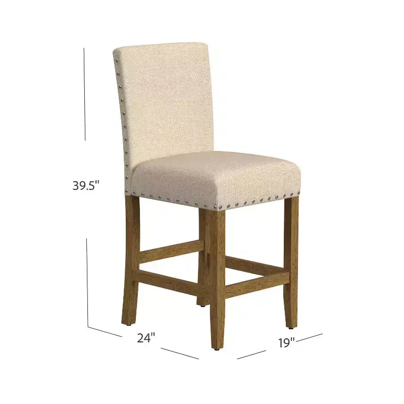 24" Upholstered Counter Height Barstool with Nailhead Trim
